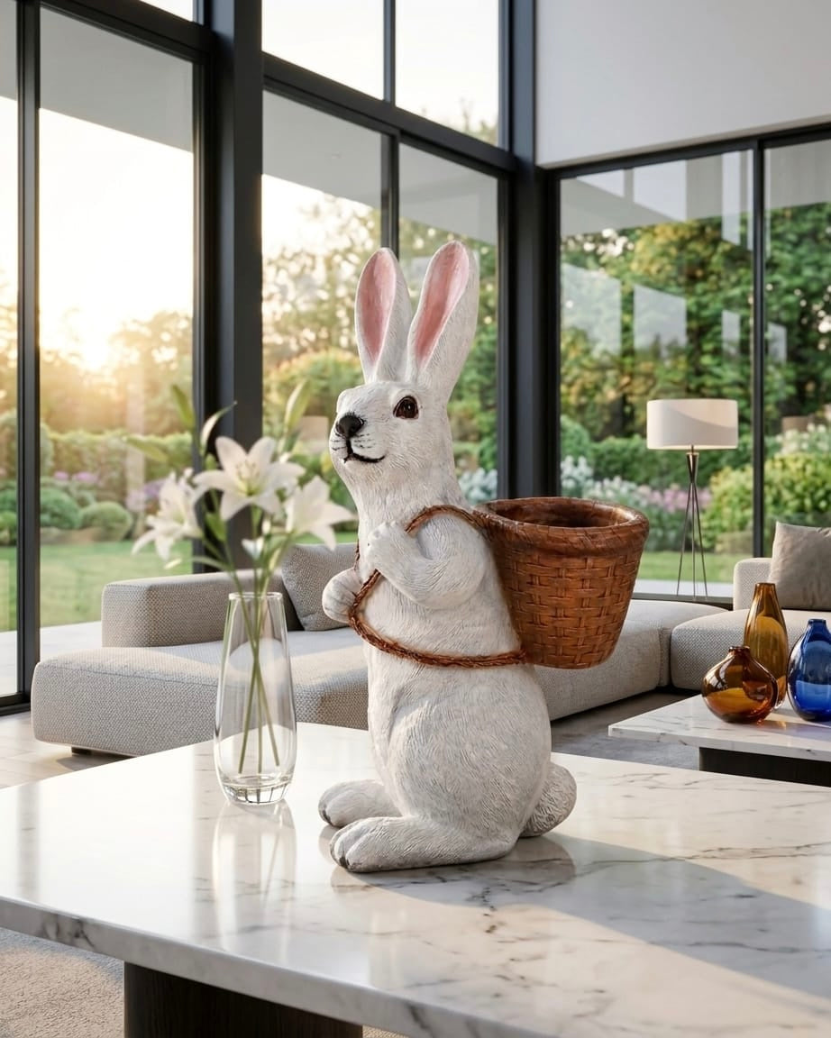 Charming Rabbit Basket Decor