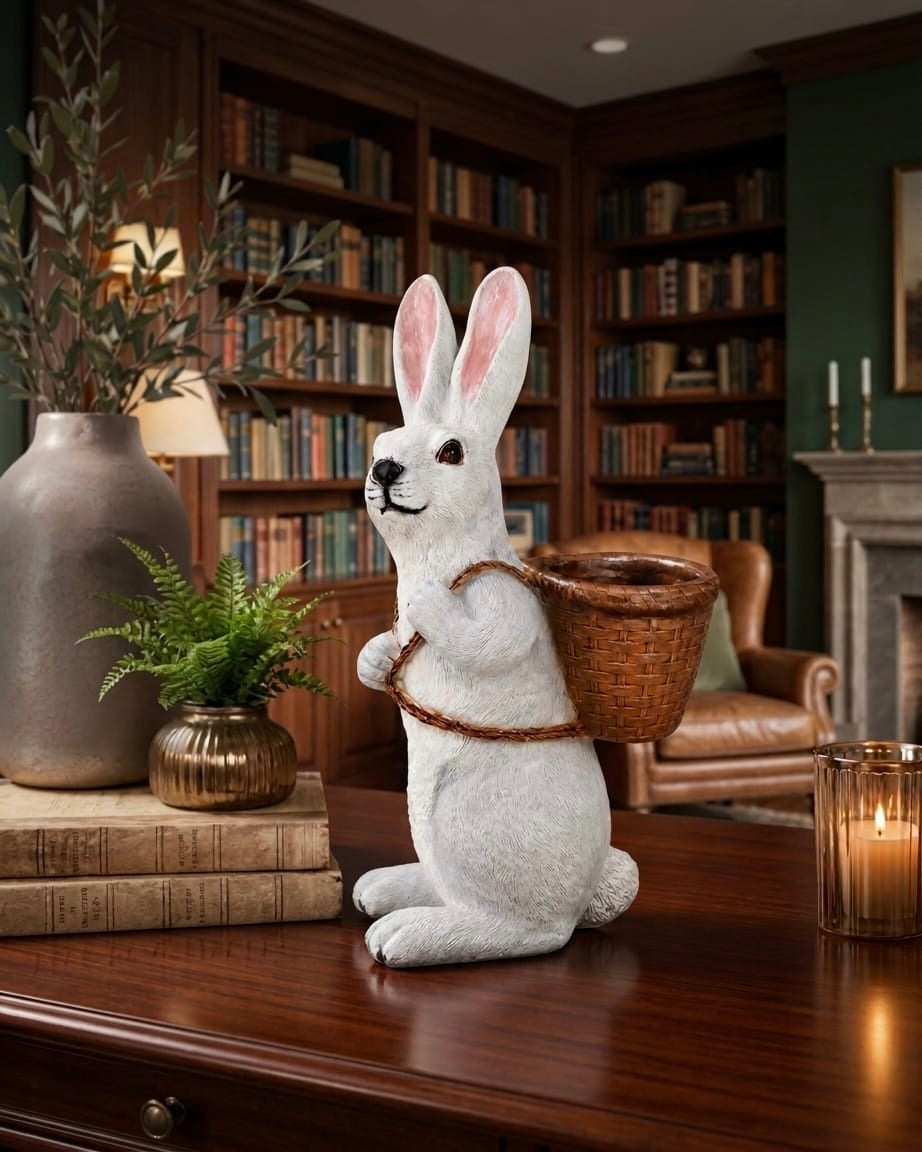 Charming Rabbit Basket Decor