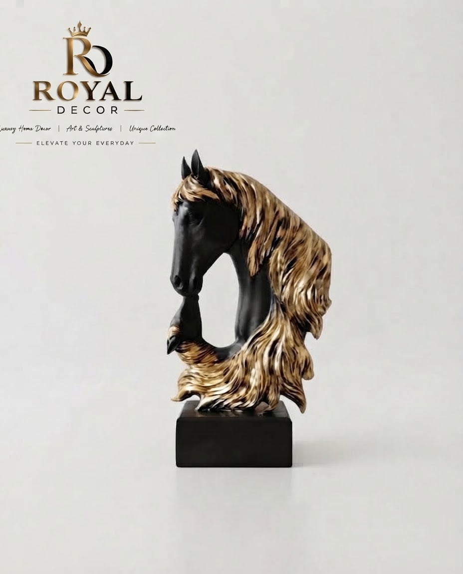 2 Face Black Premium Horse with Long Golden Hair